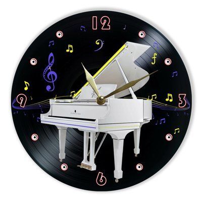Wall Vinyl Record Clock Piano 12" UF-Clock-Piano-1 photo