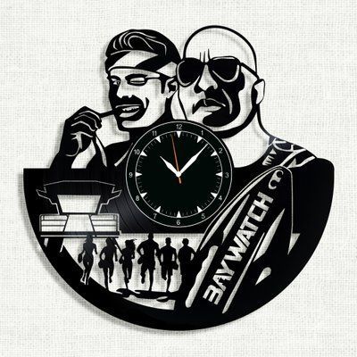 Настінний вініловий годинник Рятувальники Малібу, діаметр 30см Vinyl-Clock-M-Baywatch-1 фото