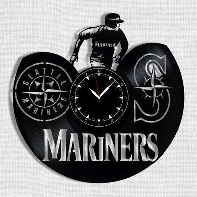 Настінний вініловий годинник Сіетл Маринерс, діаметр 30см Vinyl-Clock-Seattle Mariners-1 фото
