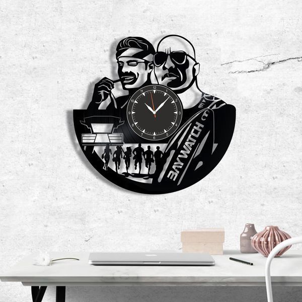 Настінний вініловий годинник Рятувальники Малібу, діаметр 30см Vinyl-Clock-M-Baywatch-1 фото