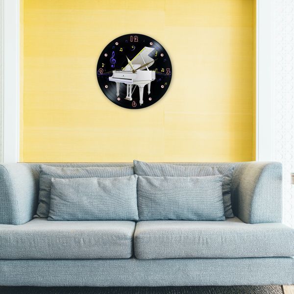 Wall Vinyl Record Clock Piano 12" UF-Clock-Piano-1 photo
