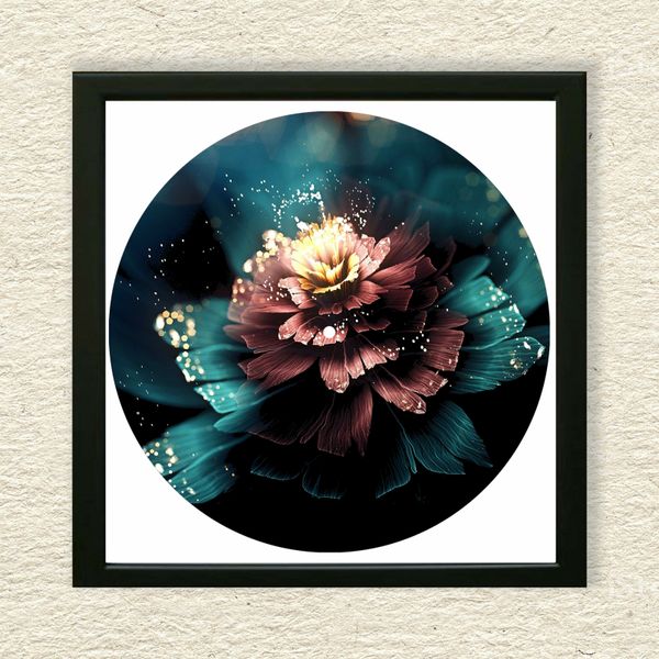 Vinyl Record Decor in a Wooden Frame Flowers 14" UF-Frame-Flowers-2 photo