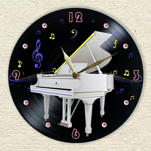 Wall Vinyl Record Clock Piano 12" UF-Clock-Piano-1 photo