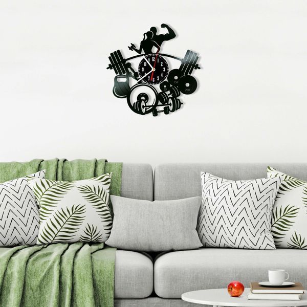 Wall Vinyl Record Clock Powerlifting 12" 216-1-1 photo