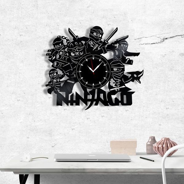 Настінний вініловий годинник Ніндзяго, діаметр 30см Vinyl-Clock-C-Ninjago-1 фото