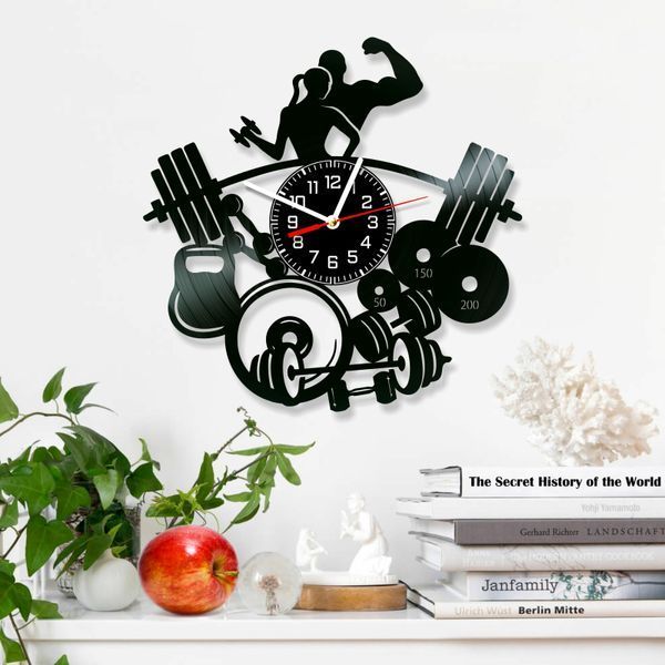 Wall Vinyl Record Clock Powerlifting 12" 216-1-1 photo
