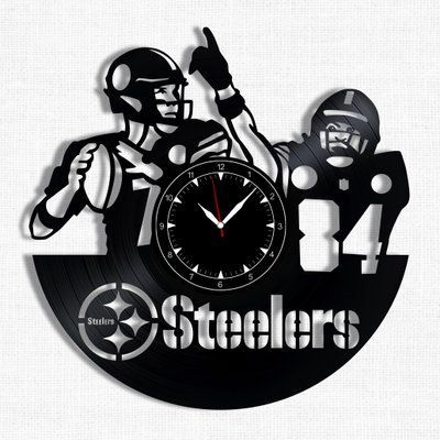Настінний вініловий годинник Піттсбург Стілерс, діаметр 30см Vinyl-Clock-Pittsburgh Steelers-1 фото