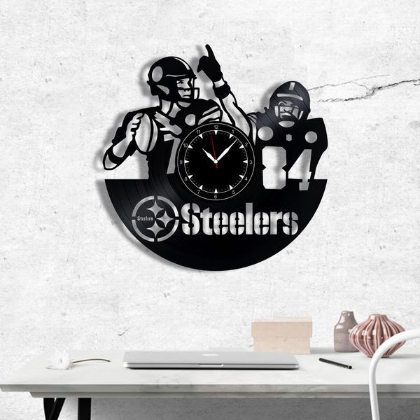 Настінний вініловий годинник Піттсбург Стілерс, діаметр 30см Vinyl-Clock-Pittsburgh Steelers-1 фото