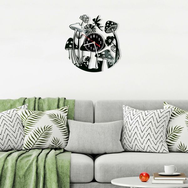 Wall Vinyl Record Clock Mushrooms 12" 132-1-1 photo