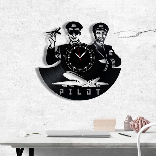 Wall Vinyl Record Clock Pilot 12" 107-1-1 photo