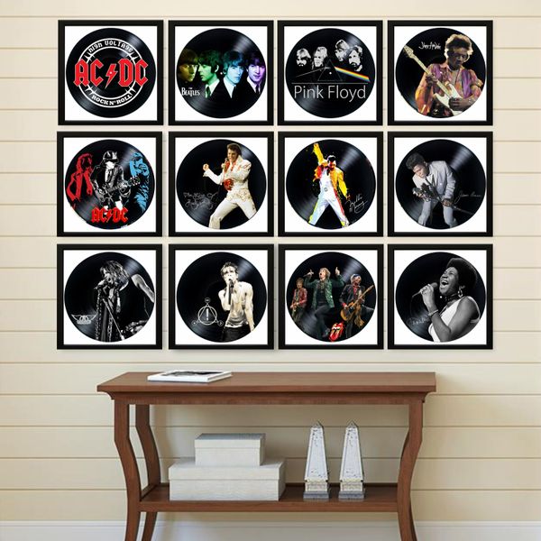 Vinyl Record Decor in a Wooden Frame AC DC 14" UF-Frame-AC DC-4 photo