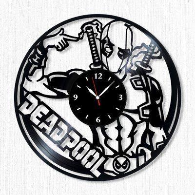 Настінний вініловий годинник Дедпул, діаметр 30см Vinyl-Clock-Deadpool-4 фото