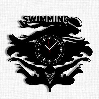 Wall Vinyl Record Clock Swimming 12" 218-1-1 photo