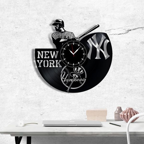 Настінний вініловий годинник Нью-Йорк Янкіз, діаметр 30см Vinyl-Clock-Yankees-1 фото