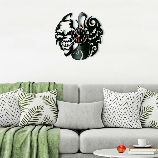 Wall Vinyl Record Clock Skull 12" 134-1-1 photo