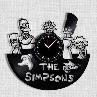 Настінний вініловий годинник Сімпсони, діаметр 30см Vinyl-Clock-C-The Simpsons-1 фото