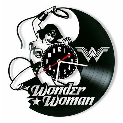 Настінний вініловий годинник Диво-жінка, діаметр 30см Vinyl-Clock-M-Wonder Woman-1 фото