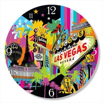 Wall Vinyl Record Clock Las Vegas 12" 28-2-1 photo