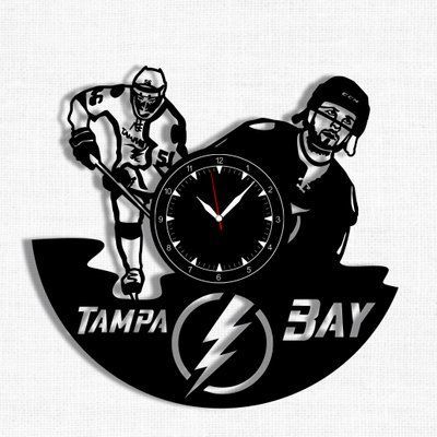 Настінний вініловий годинник Тампа-Бей Лайтнінг, діаметр 30см Vinyl-Clock-Tampa Bay Lightning-1 фото