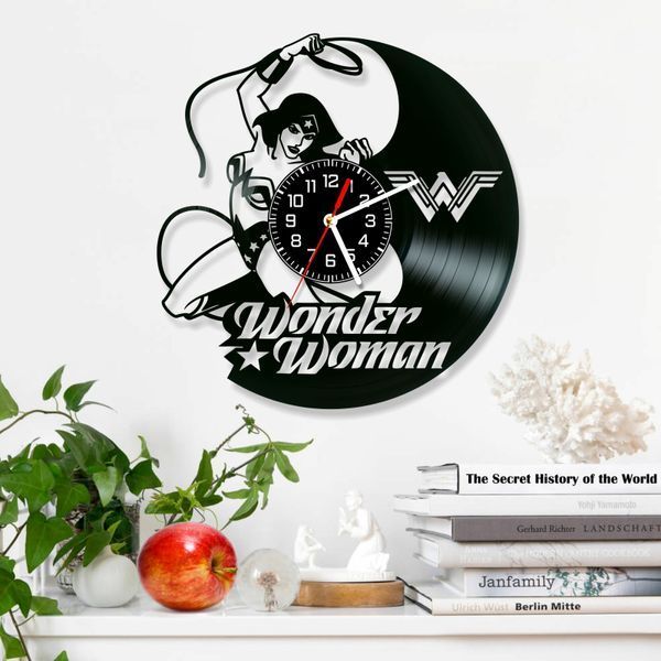 Настінний вініловий годинник Диво-жінка, діаметр 30см Vinyl-Clock-M-Wonder Woman-1 фото
