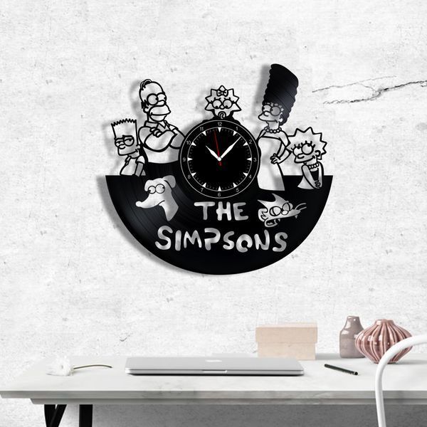 Настінний вініловий годинник Сімпсони, діаметр 30см Vinyl-Clock-C-The Simpsons-1 фото