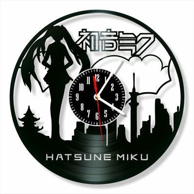 Настінний вініловий годинник Хацуне Міку&nbsp;, діаметр 30см Vinyl-Clock-Hatsune Miku-1 фото