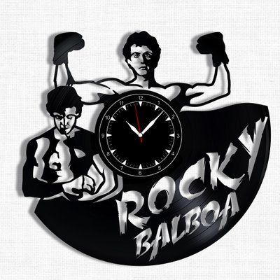 Настінний вініловий годинник Роккі Бальбоа, діаметр 30см Vinyl-Clock-M-Rocky Balboa-1 фото