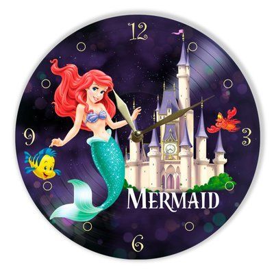 Настінний вініловий годинник Русалонька&nbsp;, діаметр 30см UF-Clock-C-The Little Mermaid-1 фото