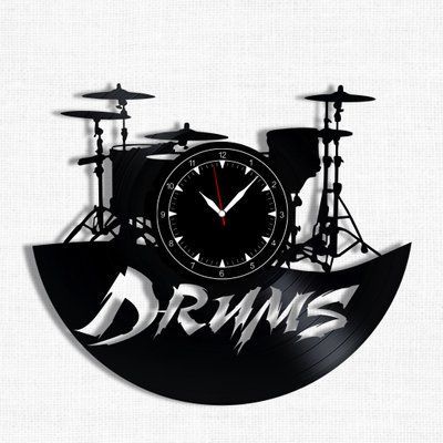 Wall Vinyl Record Clock Drums 12" Vinyl-Clock-Drums-1 photo