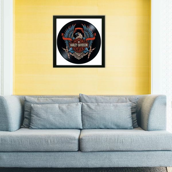 Vinyl Record Decor in a Wooden Frame Harley Davidson 14" UF-Frame-Harley Davidson-4 photo