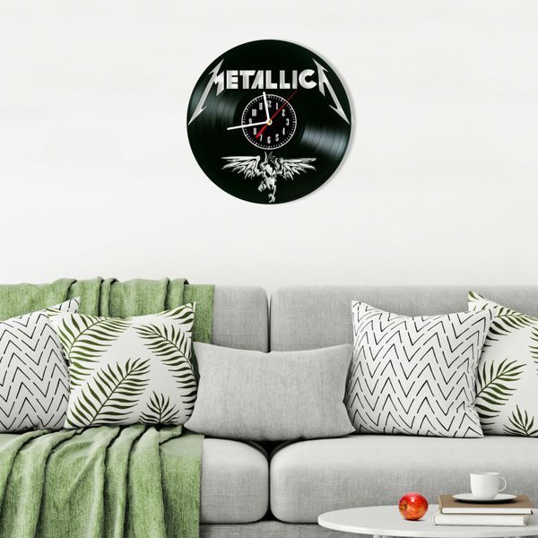 Настінний вініловий годинник Metallica, діаметр 30см Vinyl-Clock-Metallica-5 фото