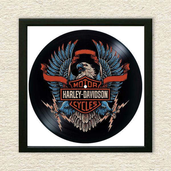 Vinyl Record Decor in a Wooden Frame Harley Davidson 14" UF-Frame-Harley Davidson-4 photo