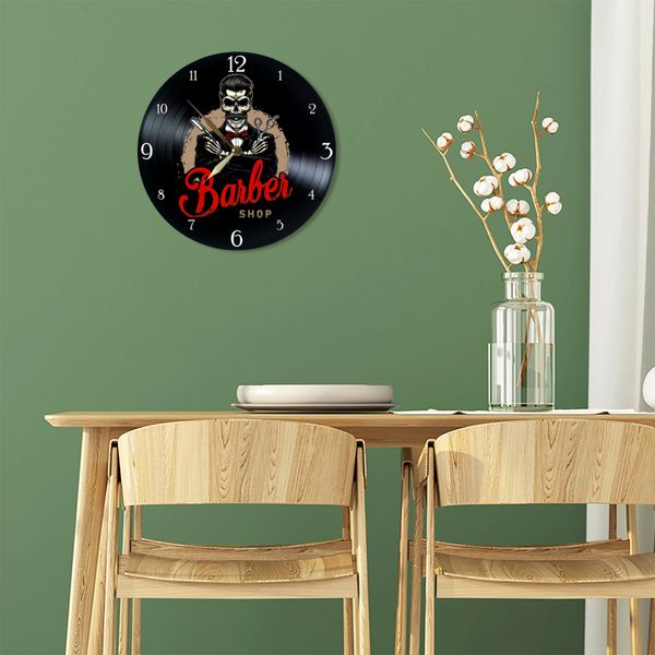 Wall Vinyl Record Clock Barber Shop 12" UF-Clock-Barber Shop-2 photo