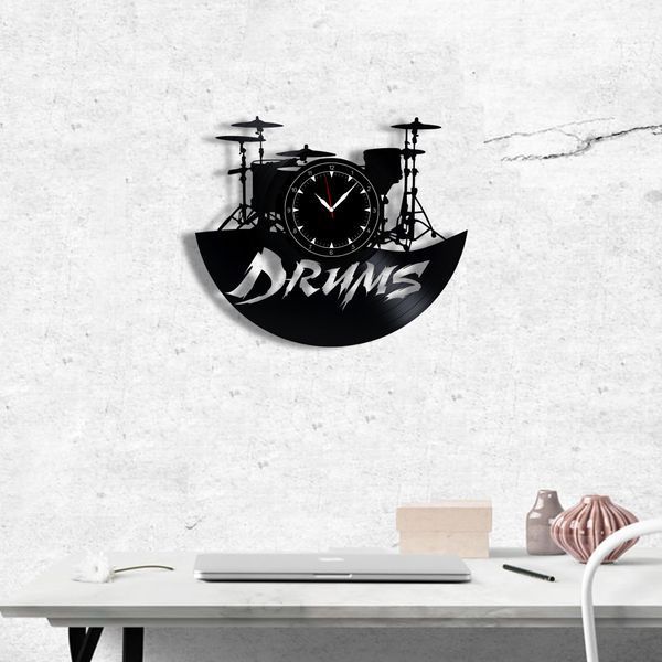 Wall Vinyl Record Clock Drums 12" Vinyl-Clock-Drums-1 photo