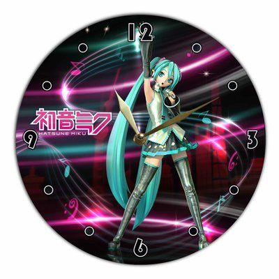 Настінний вініловий годинник Хацуне Міку&nbsp;, діаметр 30см UF-Clock-Hatsune Miku-1 фото
