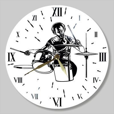 Wall Vinyl Record Clock Drums 12" UF-Clock-Drums-1 photo