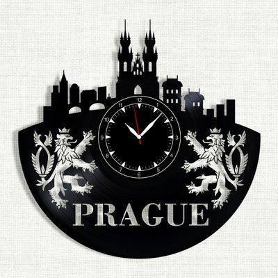 Wall Vinyl Record Clock Prague 12" 12-1-1 photo