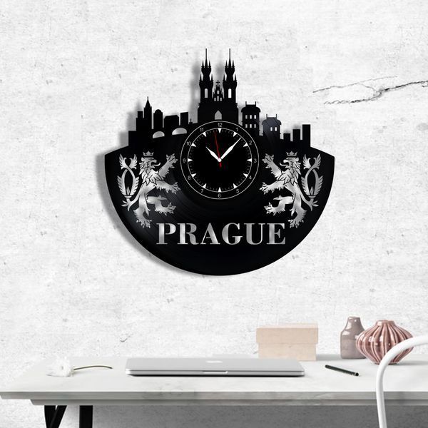 Wall Vinyl Record Clock Prague 12" 12-1-1 photo