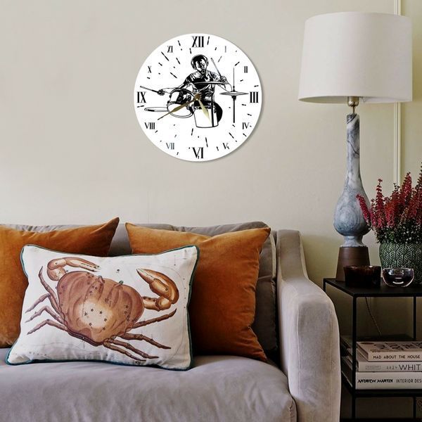 Wall Vinyl Record Clock Drums 12" UF-Clock-Drums-1 photo