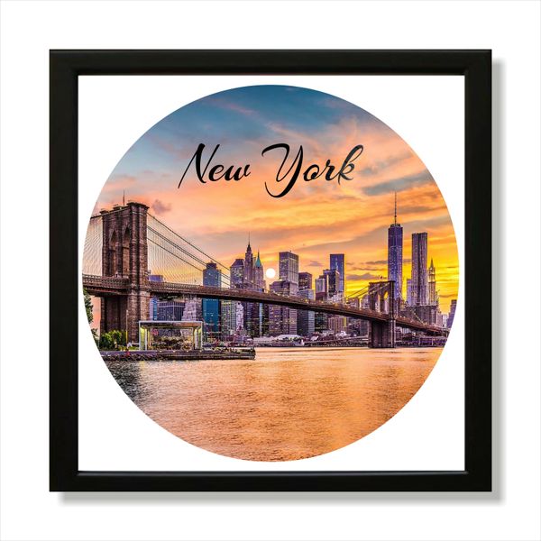 Vinyl Record Decor in a Wooden Frame New York 14" UF-Frame-New York-3 photo