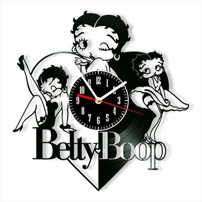 Настінний вініловий годинник Бетті Буп, діаметр 30см Vinyl-Clock-M-Betty Boop-3 фото