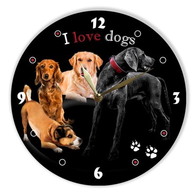 Wall Vinyl Record Clock Dogs 12" UF-Clock-Dogs-2 photo