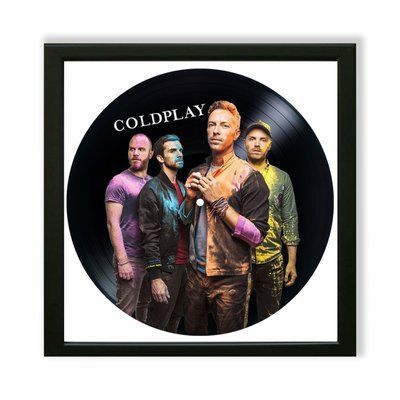 Настінний вініловий декор в дерев'яній рамці Coldplay, розміром 36см 517-4-1 фото
