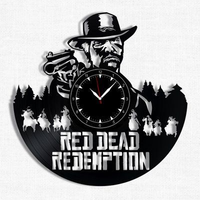 Настінний вініловий годинник Red Dead Redemption, діаметр 30см Vinyl-Clock-Red Dead Redemption-2 фото
