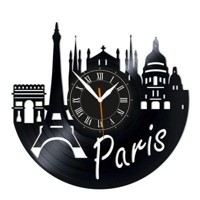 Wall Vinyl Record Clock Paris 12" 13-1-1 photo