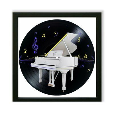Vinyl Record Decor in a Wooden Frame Piano 14" 591-4-1 photo