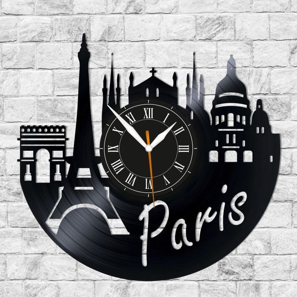 Wall Vinyl Record Clock Paris 12" 13-1-1 photo