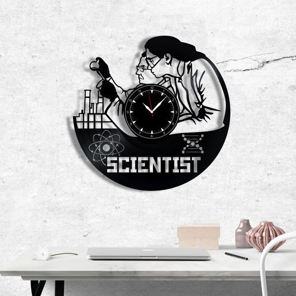 Wall Vinyl Record Clock Scientist 12" 109-1-1 photo