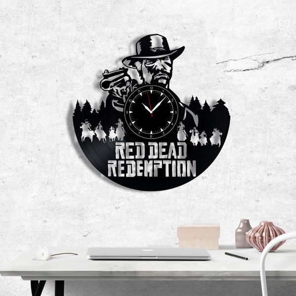Настінний вініловий годинник Red Dead Redemption, діаметр 30см Vinyl-Clock-Red Dead Redemption-2 фото