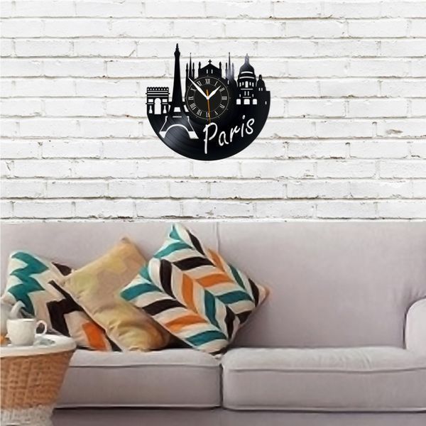 Wall Vinyl Record Clock Paris 12" 13-1-1 photo